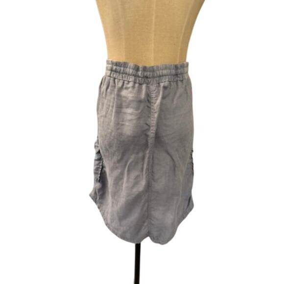 "CASLON" 100% Linen Gray Cargo Skirt Tie Waist SZ M Summer Cottage Core Basics - Picture 2 of 8